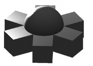 Example of a complex room geometry in 3D